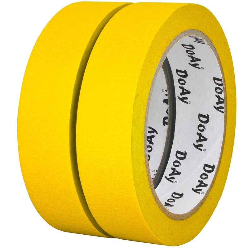 DOAY 2 Pack Yellow Painters Tape - Masking Tape 1 Inch Wide - Multi-Surface, Smart Adhesion, Indoor & Outdoor - 180FT Total - Paint Tape for DIY, Labeling, Art, Car, General Purpose (#3910) - Image 1